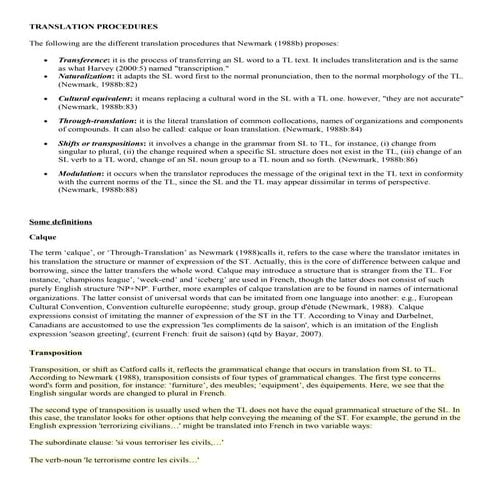 Translation procedures