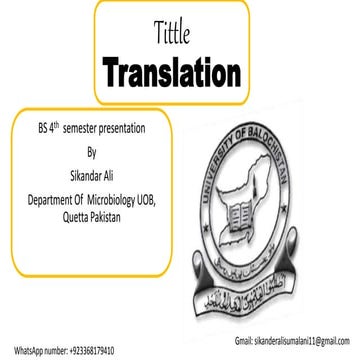Translation (protein synthesis) presentation