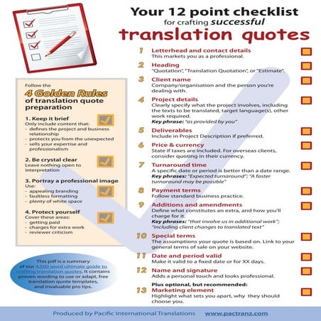 12-point checklist: crafting successful translation quotes 