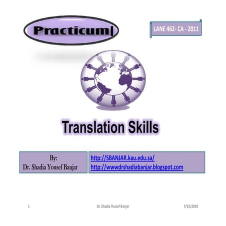 Translation Skills, by Dr. Shadia Y, Banjar