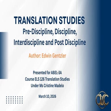 under the course: Translation Studies, this was presented to the ABEL ...