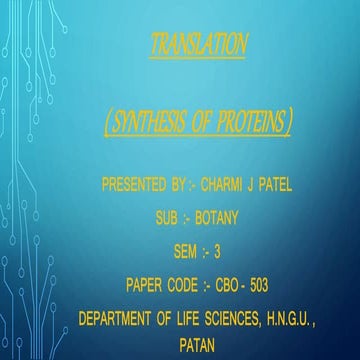 Translation ( synthesis  of  proteins )