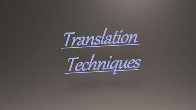 Translation techniques