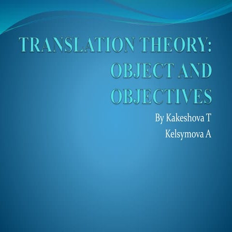 Translation theory