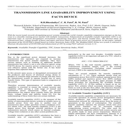 Transmission line loadability improvement using facts device