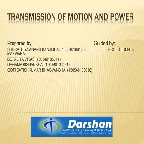 Transmission of Power Transmission of Power. Flat belt Drives: Types of Flat ...