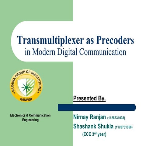 Transmultiplexer as precoder