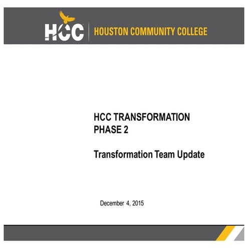 HCC Transformation Phase 2 Transformation Team Update