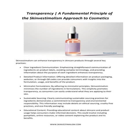 Transparency | A Fundamental Principle of the Skinvestimalism Approach to Cosmetics