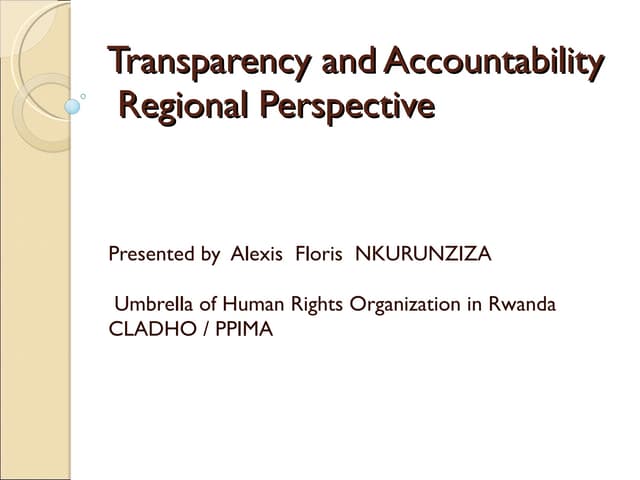 Transparency and accountability regional perspective sodnet rwanda
