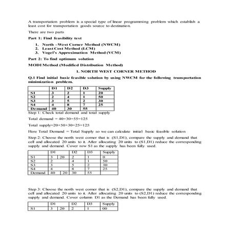Transporataion method north waste corner