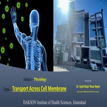 Transport Across Cell Membrane, by Dr. Baqir Naqvi.pptx