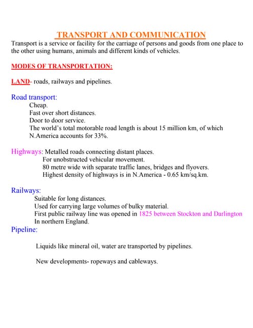 Transport and communication | PPT