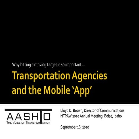 Transportation agencies and the mobile app