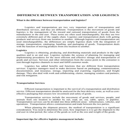 Role of transportation in supply chain mgmt | PPTX