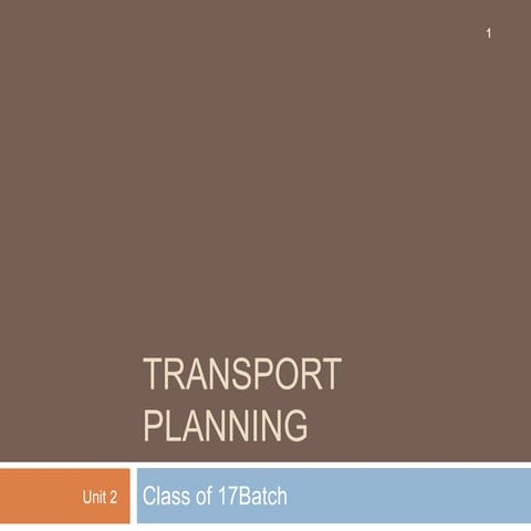 Transportation planning 1