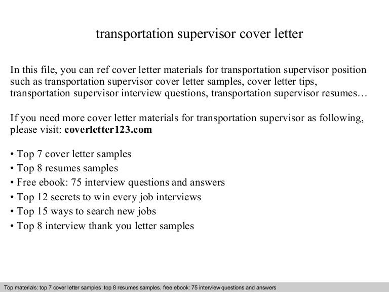 transportation supervisor resume samples