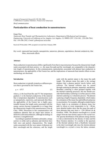 Transporte de calor en nanoestructuras