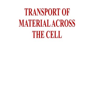 Transport of material across the cell membrane