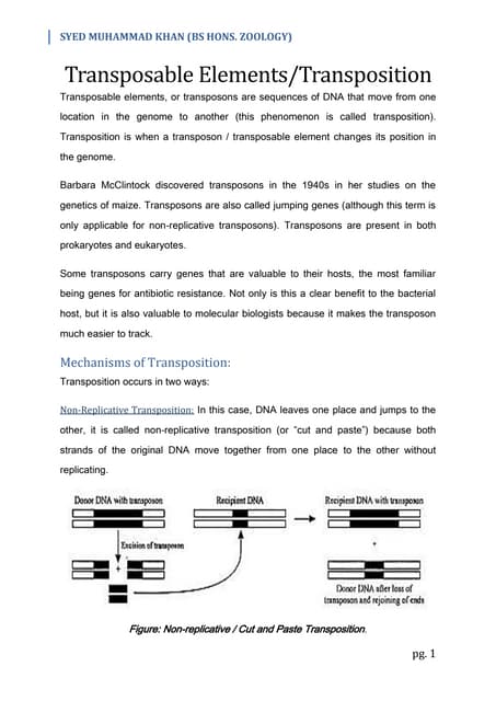 Transposable Elements or Transposition