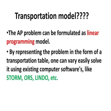 Transportation model | PPT