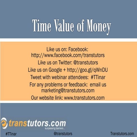 Transtutors time value of money
