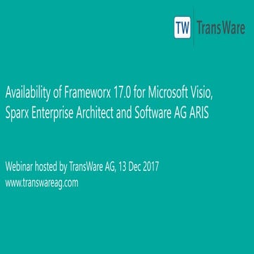 Availability of Frameworx 17.0 for Microsoft Visio, Sparx Enterprise Architec...