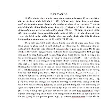 Đề tài: Nghiên cứu sự biến đổi và giá trị tiên lượng của procalcitonin huyết ...