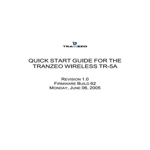 Tranzeo 11a Outdoor Quickstart