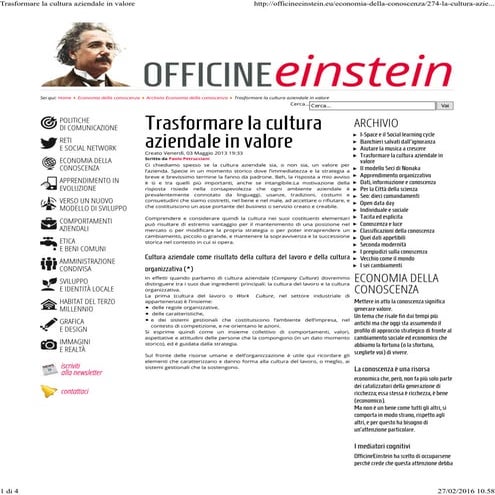 Trasformare la cultura aziendale in valore 3 maggio 2013