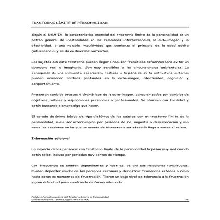 Trastorno limite de la personalidad folleto