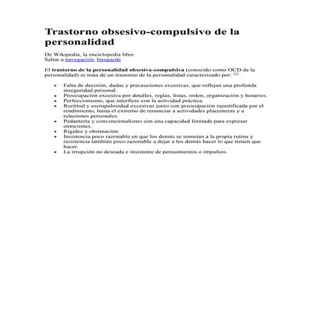 Psiquiatría trastorno obsesivo - compulsivo de la personalidad | PPTX