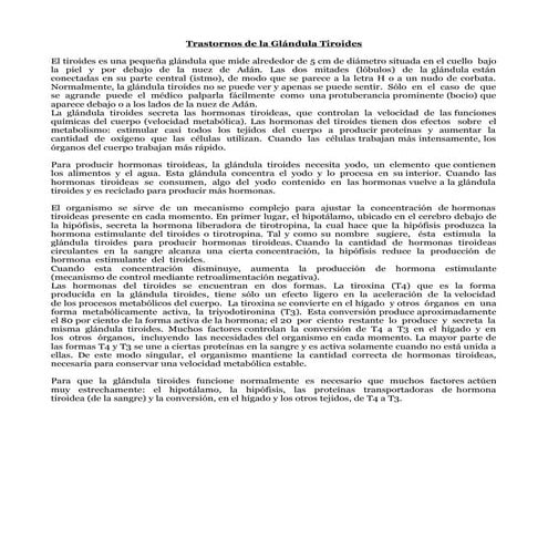 Trastornos a la glandula tiroides