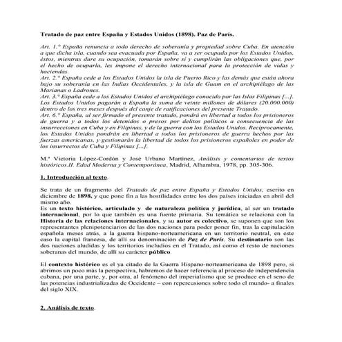 Tratado De Paz Entre Espana Y Estados Unidos