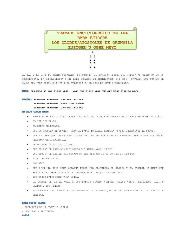 Tratado Enciclopedico De Ifa Eyiogbe
