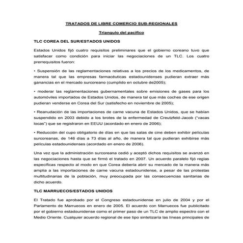 Tratados de libre comercio sub regionales