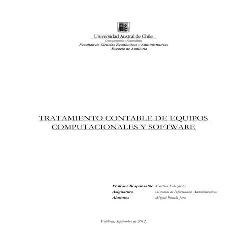 Tratamiento contable de equipos computacionales y software