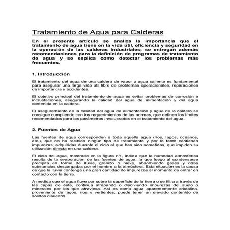 Tratamiento de agua para calderas