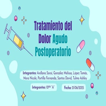 Manejo del dolor posoperatorio | PPTX