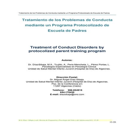 Tratamiento De Los Problemas De Conducta Tdha (NiñOs)