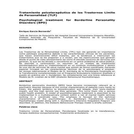 Tratamiento  psicoterapeutico  de  los  trastornos  limite
