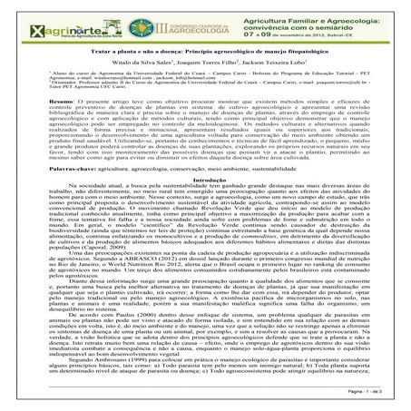 Tratar a planta e não à doença