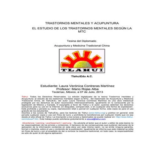 Tratornos mentales y la mtc