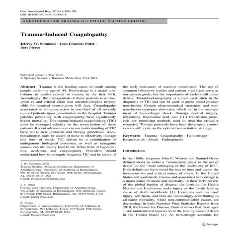 Trauma induced coagulopathy