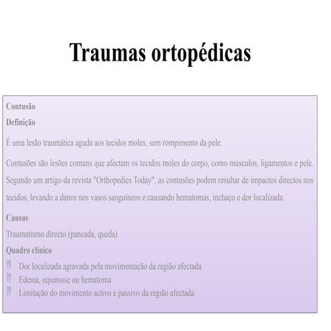 Comprehensive Overview of Orthopedic Traumas: Contusions and Fractures ...