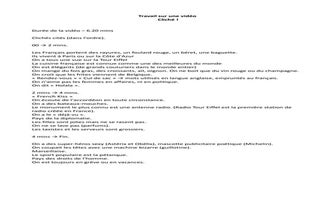 Travail sur la vidéo cliché