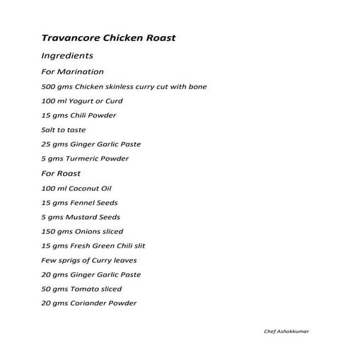 Travancore chicken roast
