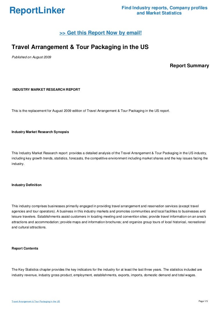 Travel Arrangement & Tour Packaging in the US