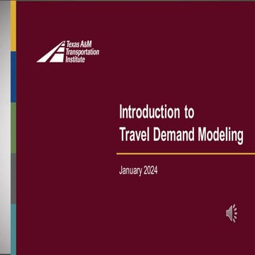 Introduction to Travel Demand Modeling r