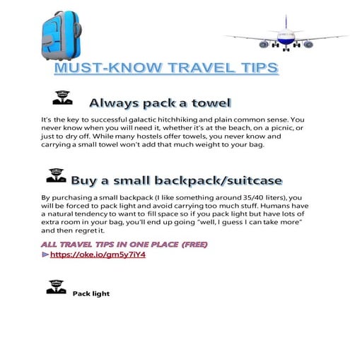 Travel Tips for beginners | DOCX